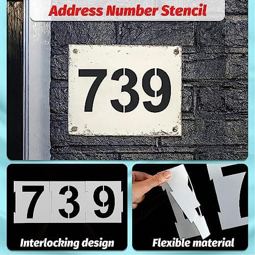 Misfun 10 Pièces Pochoir Chiffre, Pochoirs de Peinture Grand Gabarit de 20 cm, Réutilisables Pochoir Nombre Maison Plastique Pochoirs à Chiffres pour Peinture Graffiti Mur et Marquage au Sol de 0 à 9