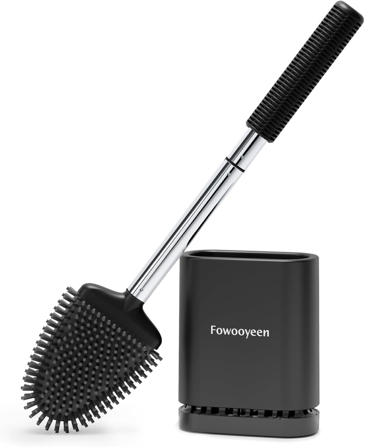 Fowooyen Brosse Toilettes WC Silicone, Balayette avec Support, Noir