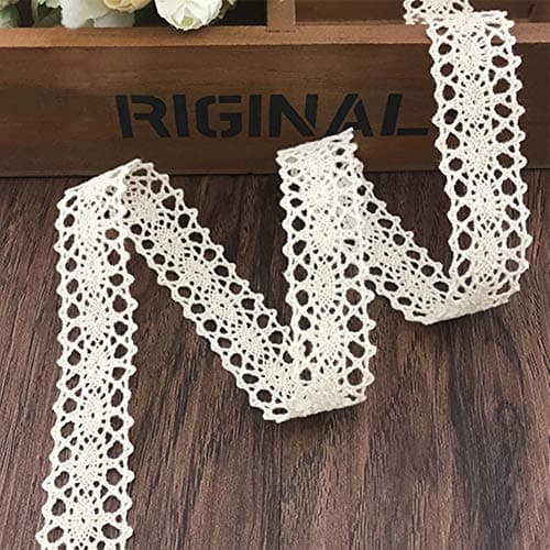 Dahi Ruban en dentelle beige en coton 2 cm Env. 26m