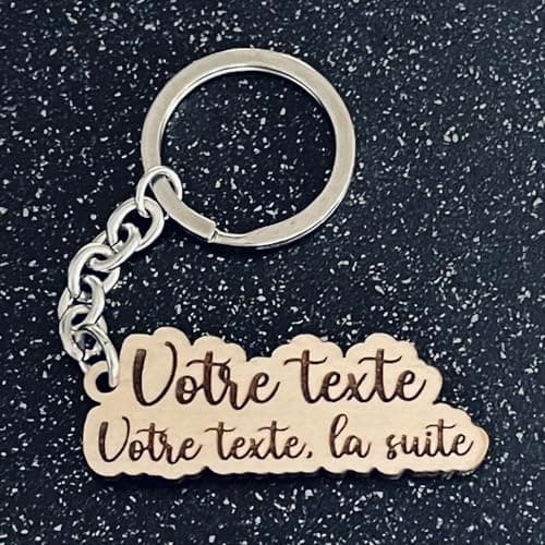 Porte clé personnalisé en bois, avec prénom ou texte, idée cadeau maman papa mamie papi grand père maitressse parrain marraine (1 porte clé)