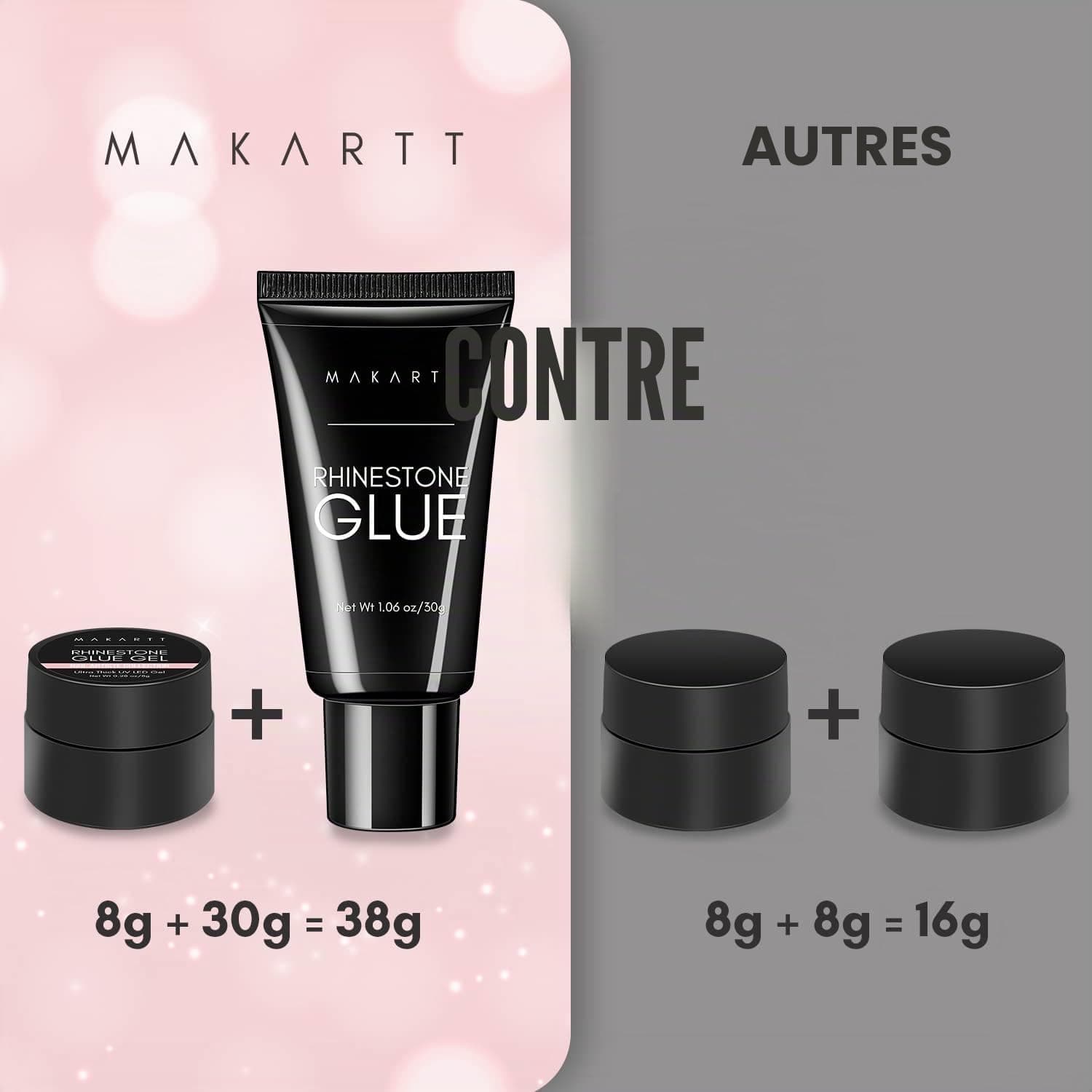 Makartt Kit avec colle super adhésive gel pour ongles avec strass et cristaux, 30 g et 8g