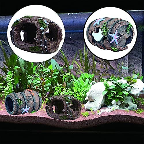 Décorations d'Aquarium, 2 Pièces Aquarium Ornement Résine, Ornements Baril Cassé, RéSine DéCoration Fish Tank, Grotte Aquarium Decoration Cave Artificielles, pour Décorations Aquarium ou Maison