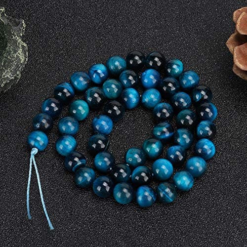 Perles bleues d'oeil de tigre, perles d'espacement rondes de pierre gemme de pierre naturelle pour l'accessoire de fabrication de bracelet de bijoux à bricoler soi-même(8mm【48pcs/string】)