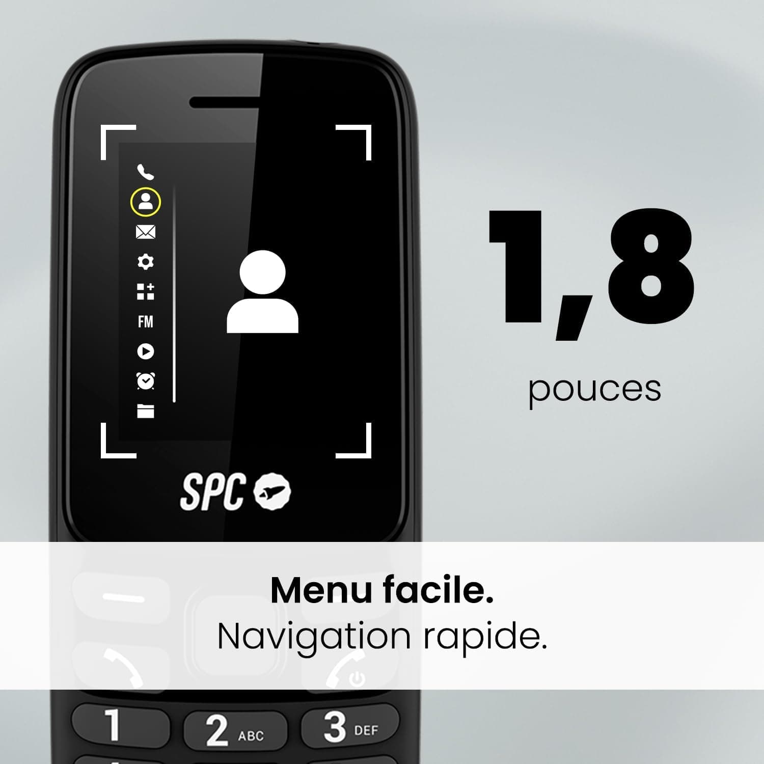 SPC Talk 2 - Téléphone Mobile Basique 4G, Son Fort, Format Poche | Écran 1,8" anti-rayures, batterie 1150mAh, sonnerie 106dB, lampe, radio FM, 9 mémoires rapides, simple