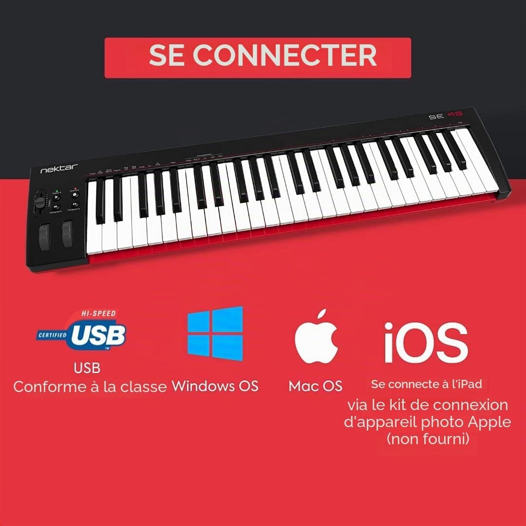 Nektar SE49 Contrôleur de clavier MIDI USB avec intégration Nektar DAW