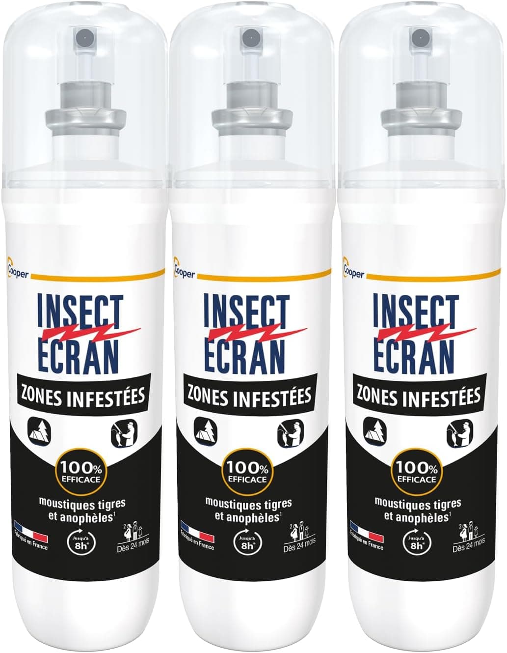 INSECT ECRAN - Spray Anti-Moustiques Répulsif Zones Infestées - 8H -3x100ml