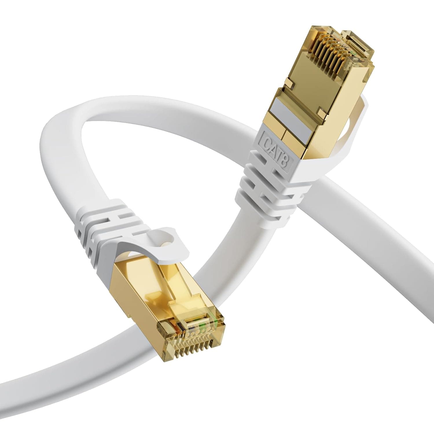 2 Pièces Câble Ethernet Cat7 1M, Câble Réseau LAN Gigabit RJ45 Plat Haute Vitesse, Câble Réseau Internet à Haut Débit 10Gbps 600Mhz Compatible pour Switch Router Modem PC Laptop(Blanc)