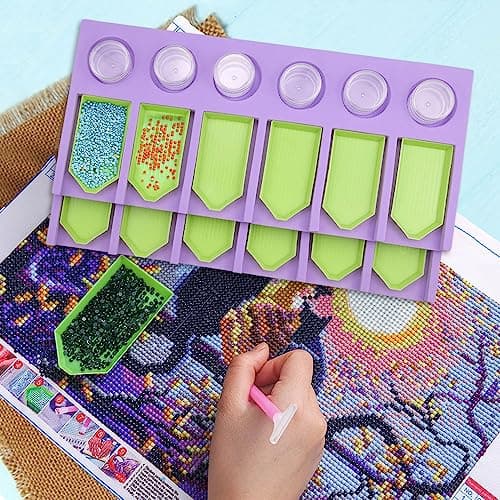 Doafoce Plateau de Peinture Diamant 2 Pièces Organisateur Plateau Peinture Diamant Kit Diamond Painting Accessoires avec 12 Plateaux et 12 Boîtes pour Loisirs créatifs