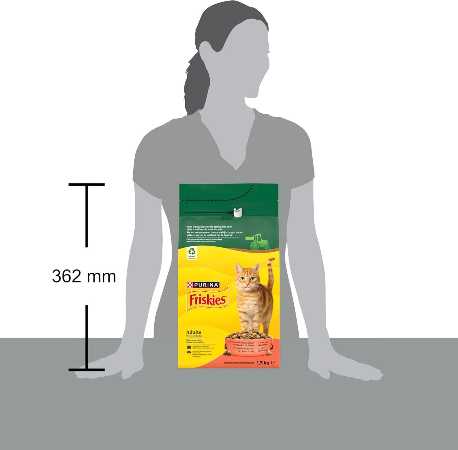 FRISKIES - Croquettes Chat Adulte Bœuf Poulet Légumes - Sac de 1,5 kg | Croquettes Chat Adulte Saveur Bœuf, Poulet, Légumes - Digestion saine, renforce les os et les dents - Santé Chat
