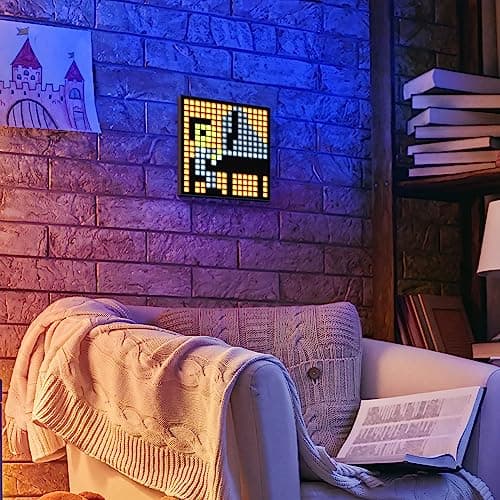Divoom Pixoo-16 Pixel Art WiFi 16x16 LED Light Sign Digital Frame for Decoration Display,Smart Clock Lights Decorative with APP Control for Kids Gaming Room Bar Bedroom Home Wall Desk Gift