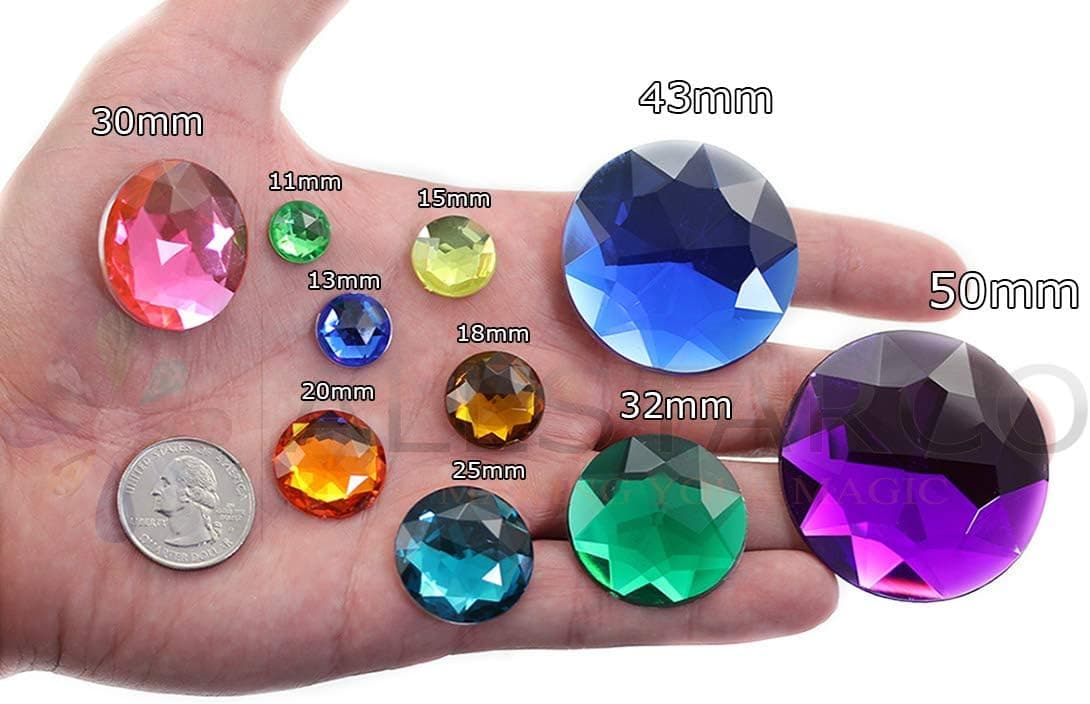 Allstarco 30mm (1-3/16") XL Gemmes rondes Noir jais en acrylique, 12 pièces