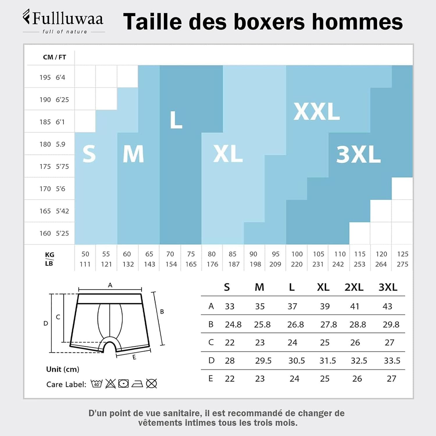 Fullluwaa Boxer Homme Coton Lot de 8, Doux Confortable, Ceinture Élastique