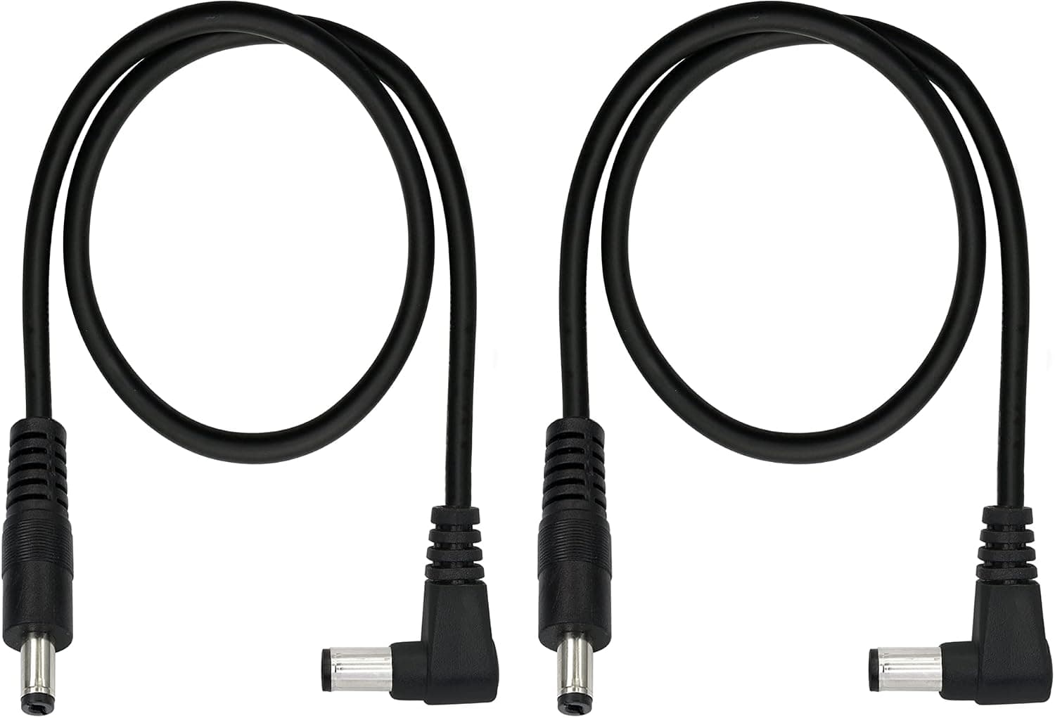 GINTOOYUN Lot de 2 câbles d'alimentation CC vers CC à angle droit - 24 AWG CC - 5,5 mm x 2,1 mm mâle vers fiche CC 90 degrés - Pour éclairage de bande, CCTV, voiture, etc