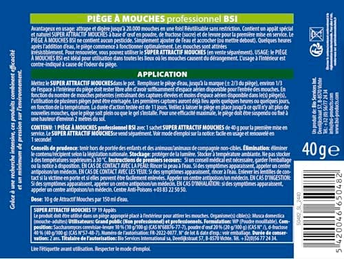 BSI - Piège A Mouches - Attrape Et Digère Jusqu'à 20 000 Insectes - Avec son Attractif - Pour Un Usage Extérieur - Prêt A l'Emploi - Réutilisable