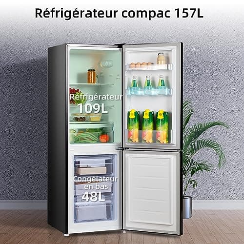CHIQ Réfrigérateur congélateur bas FBM157L42 157L (109+48), Largeur 47cm, Low frost, 39 db, Portes réversibles, 12 ans de garantie sur le compresseur