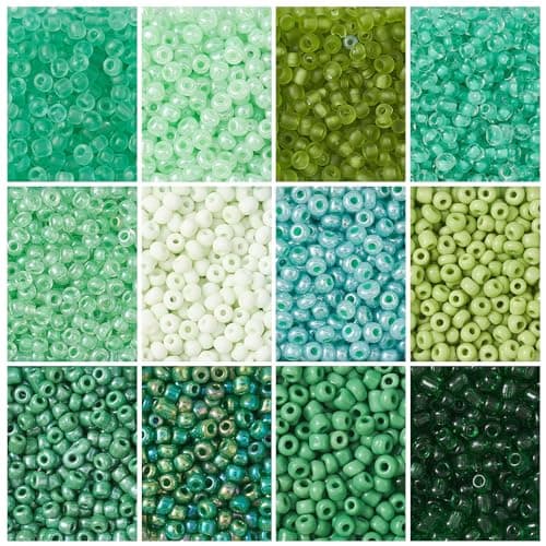 UR URLIFEHALL Lot de 3 600 mini perles intercalaires en verre 8/0 pour fabrication de bijoux - 12 couleurs - Vert