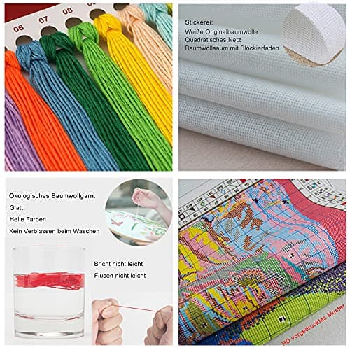 Kit de point de croix à faire soi – meme kit de démarrage de broderie pré - imprimée canevas kit complet adulte ou enfants pour les debutants - Aigle des montagnes enneigées 52x39cm