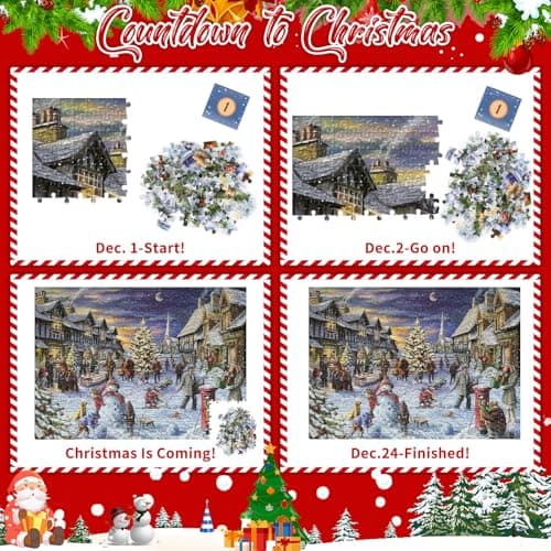 Niaetuto Calendrier de l'avent Puzzle,Calendrier de l'avent 2024 Puzzle,Advent Calendar Puzzle 1008 Pièces,Calendrier de l'avent Adulte Enfant,Calendrier Avent Puzzle pour Calendar Noel Cadeau