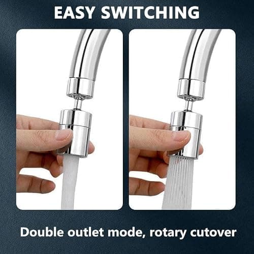 ZONSUSE 360° Pivotant Aérateurs de Robinet, Embout Robinet Cuisine, Aérateurs pour Robinet Pivotant, 2 Modes Mousseur Robinet Economie Eau, Pour lavabo de Cuisine de Salle de Bain (Argent)