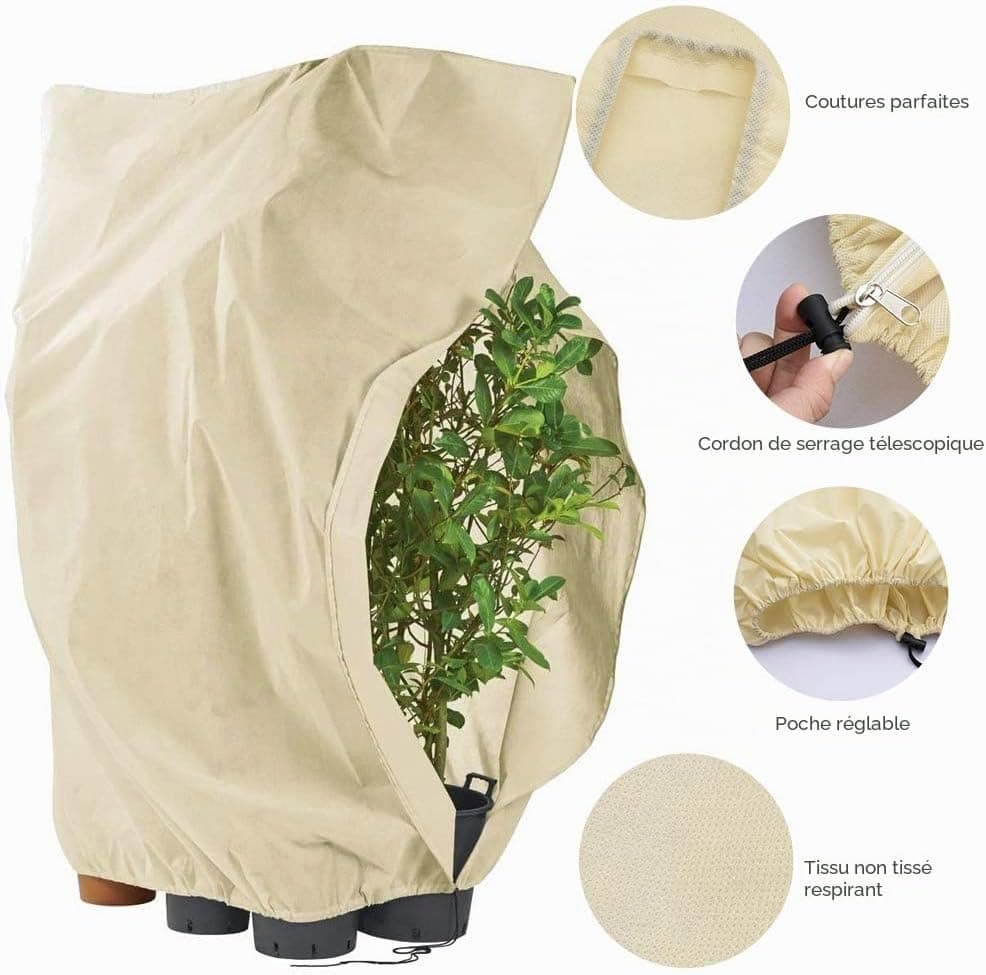 Tesmotor Housse D'hivernage Housse de Protection pour Plantes à Utiliser en Hiver 2Pack - (100 x 80 CM)