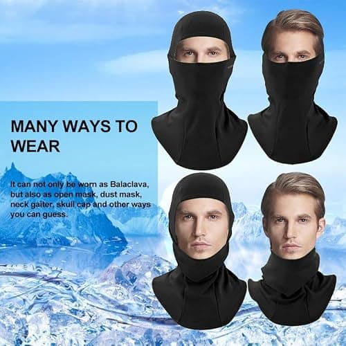 ROCKBROS Cagoule Moto Polaire Balaclava Hiver Tour de Cou Homme Femme Coupe-Vent Respirant Thermique Motif/Filtre Masque pour Vélo Ski Running Snowboard Chaud sous Casque 9 Couleurs-Noir