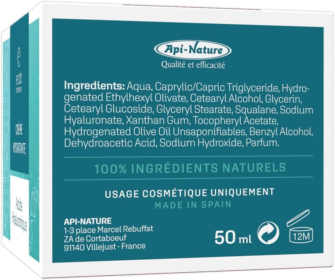 Éclat d’Essence Crème à l’Acide Hyaluronique Api-Nature, 50 ml