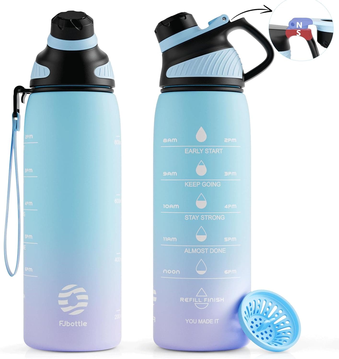 Fjbottle Bouteille d'Eau 1L Couvercle Magnétique Étanche