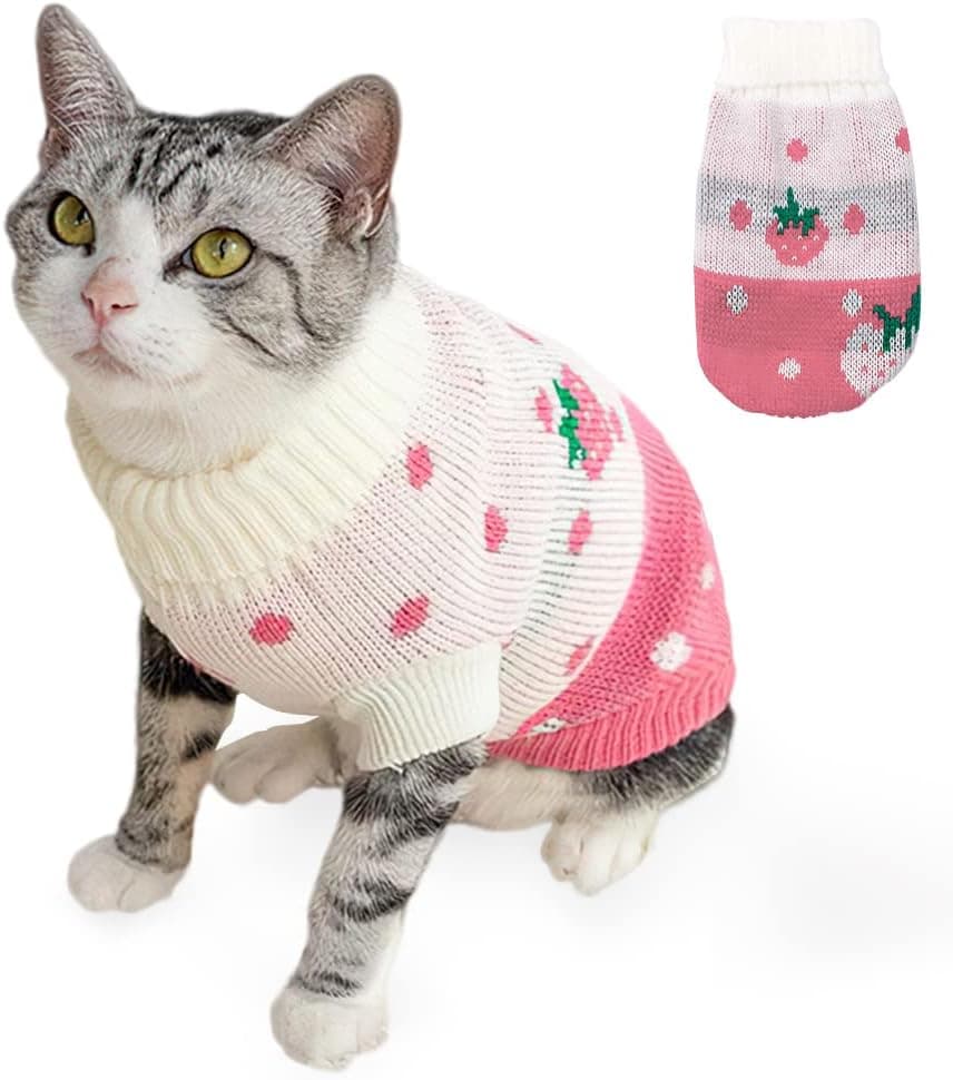 Pull pour Chat Hillylolly Pull pour Animaux, Vêtements de Chat d'hiver, Vêtement pour Chat Facile a Mettre, Textiles pour Chats, Pull pour Chaton, Vetement pour Chat, Pull pour Chat Hiver (S)