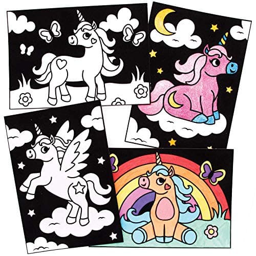 Baker Ross Coloriage en Velours motif Licornes - Lot de 10, Activites Manuelles pour les Enfants (FE258)