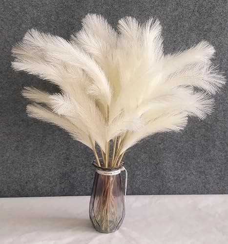 30 Pièces Jaune Pâle Herbe de la Pampa, Fleurs Séchées, Décoration Pampa Sechees, Pampa Herbe, Décoration Fleur Sechees, Pampa pour Mariage, Maison, Salon, Décor Bohème