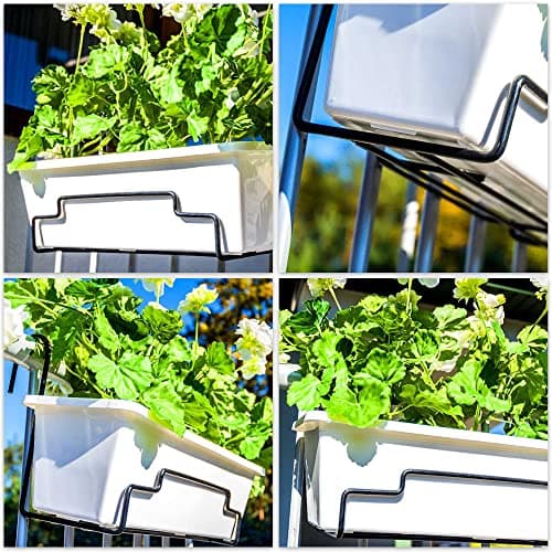 KADAX Support de pot de fleurs universel, pratique et élégant pour balustrade, balcon, terrasse, jardinière, intérieur et extérieur, support de plantes, acier, noir