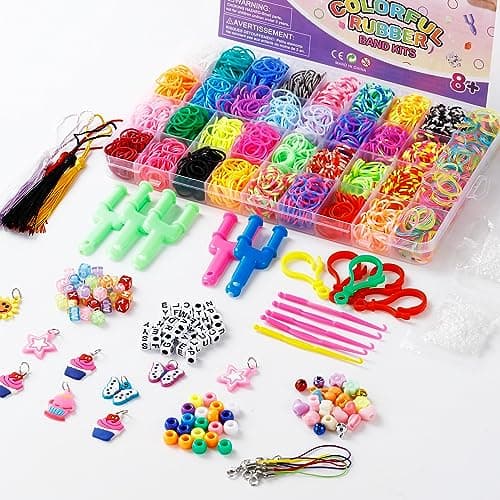 2600+ Elastique Bracelet Kit,36 Bracelets Elastiques en caoutchouc de couleurs différentes,C'est le meilleur choix pour les enfants pour fabriquer des bracelets,des boucles d'oreilles et des colliers