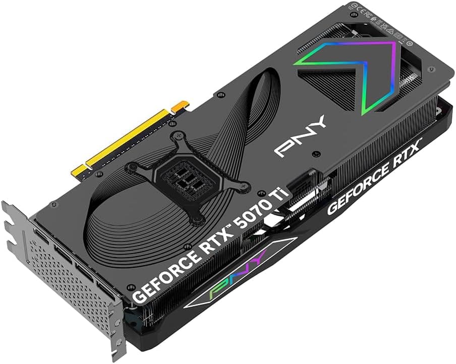 PNY Carte Graphique GeForce RTXTM 5070Ti 16Go ARGB OC Triple Fan DLSS 4 | 16 Go GDDR7, 256 bits, vitesse boostée : 2640 MHz, PCIe® 5.0, HDMI®/DP 2.1, NVIDIA Blackwell Architecture, DLSS 4.5