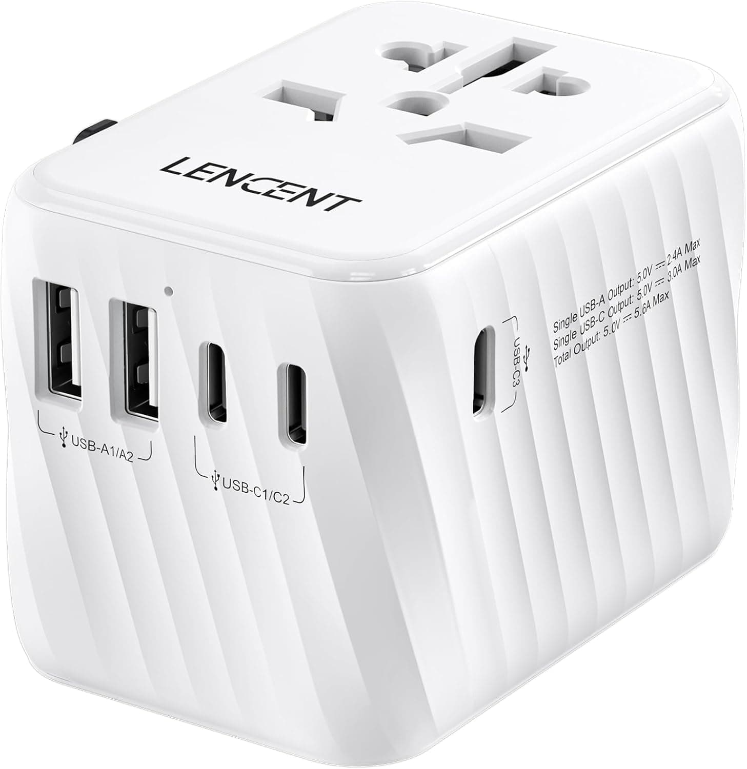 LENCENT 5 en 1 Adaptateur Universel de Voyage, Prise Universelle 5 Ports