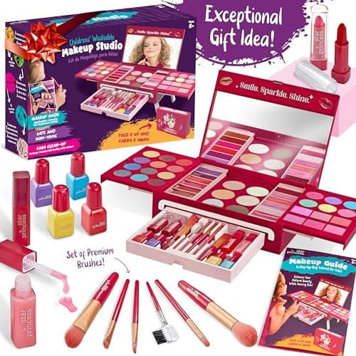 Star Princess Kit de Maquillage pour Enfants pour Filles – Kit de Maquillage Lavable Non Toxique pour Petites Filles – idée Cadeau d'anniversaire pour Filles âgées de 3, 4, 5, 6, 7, 8, 9, 10 Ans