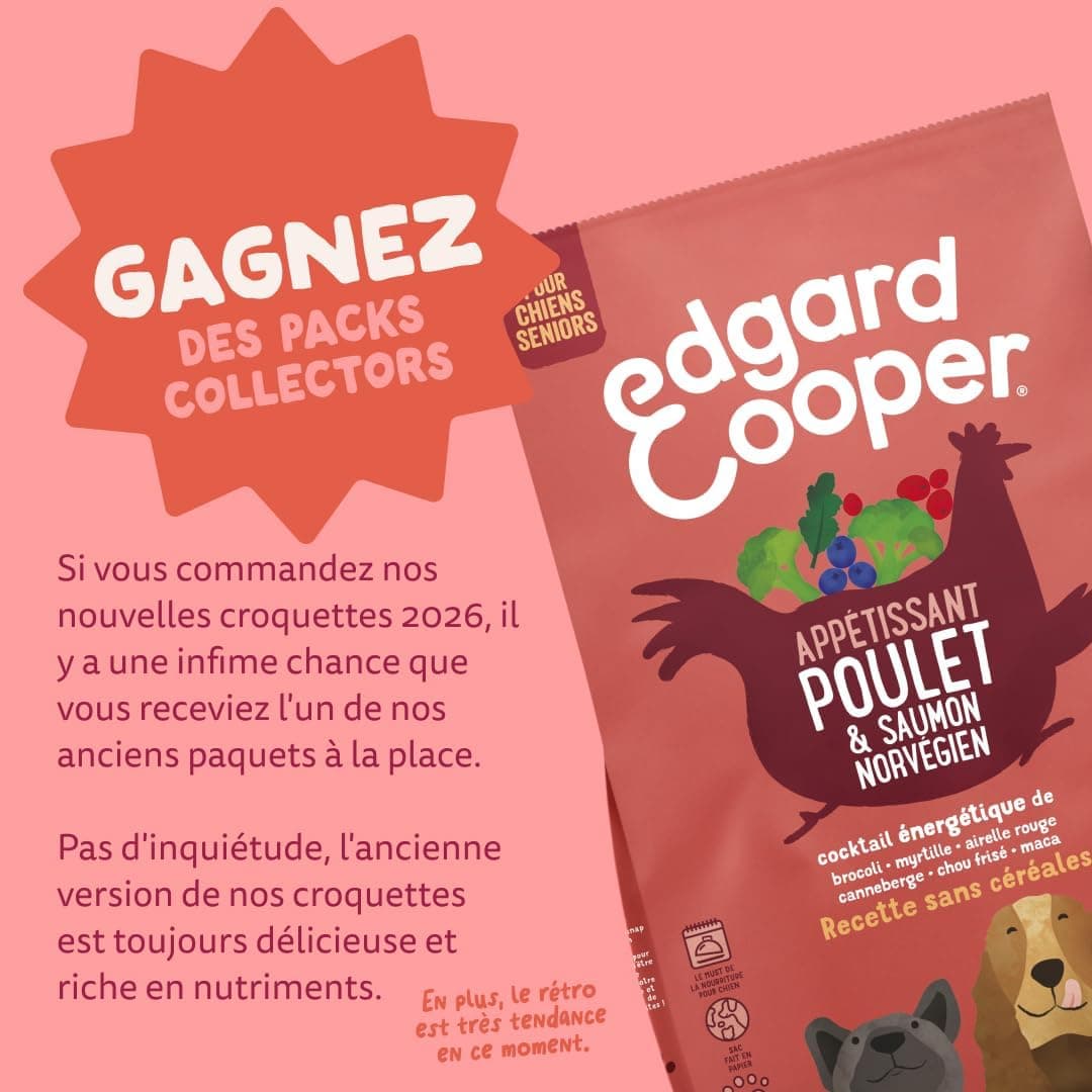 Edgard & Cooper Croquettes Chien Senior, (Poulet & Saumon, 2.5kg), Viande et poisson frais et protéines de qualité, Vrais ingrédients pour chiens, Hypoallergénique, Sans sucres ajoutés