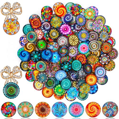 Cabochons Pour Bijoux de Couleur Mélangée, 120 Pcs Cabochons en Verre 25mm, Pierre de Mosaïque Cabochon Pour Colliers, Boucles d'Oreilles Et Broches en Camée Albums, Cadres