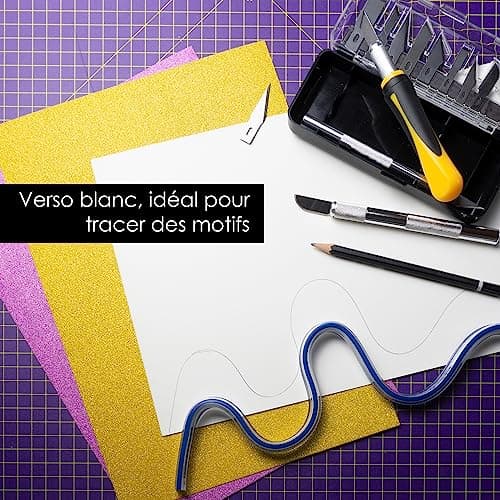 OfficeTree 35x Papier Pailleté A4 250g/m2 - 15 Couleurs - Feuille Pailletée de Bricolage et Scrapbooking - Non Autocollant - Papier Cartonné Pailleté - Papier Brillant - Papier Decoratif