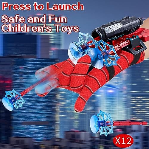 Lot de 2 Gant de Lanceur Spider, Spider Launcher Gant de Cosplay en Plastique Gant Spider Enfant Lanceur Toile Jouet de Poignet Lanceur de héros Lanceur d'araignée Jouets éducatifs pour Enfants