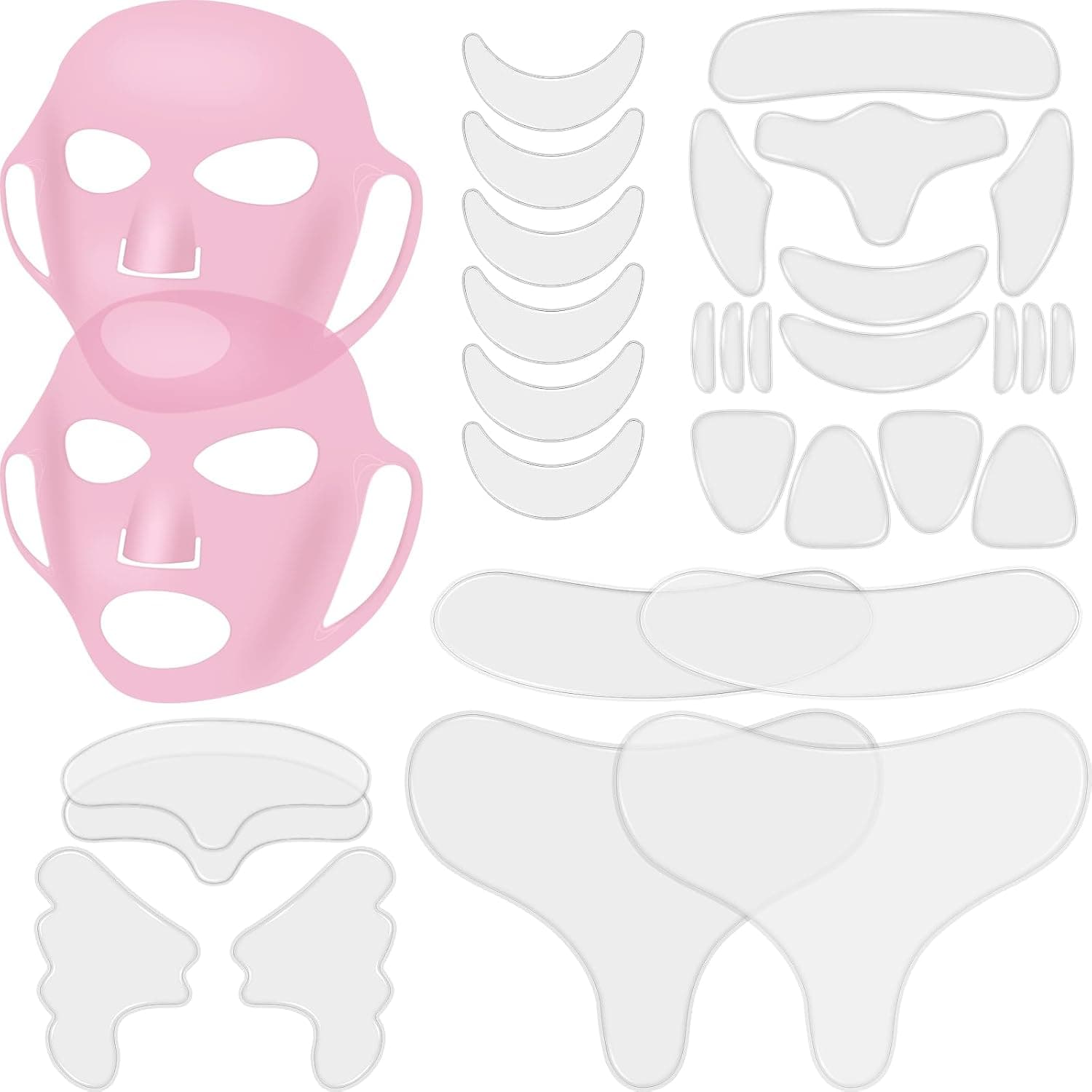Maitys 32 Patchs Réutilisables Visage Silicone, Rose