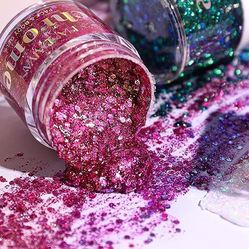 Caméléon visage corps Flash, Mermaid Chunky Flash ombre à paupières changeant de couleur Flash yeux, visage, cheveux et corps vacances Flash cosmétiques 1.13oz (#04)