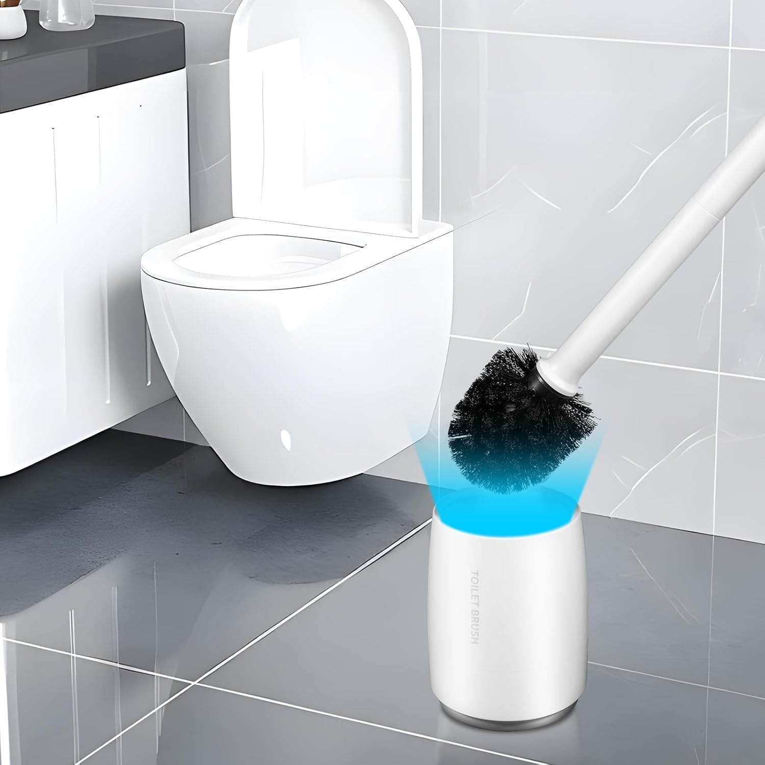 Carehabi Brosse WC avec Support - pour hôtel, hygiène dans la Salle de Bain - Blanc