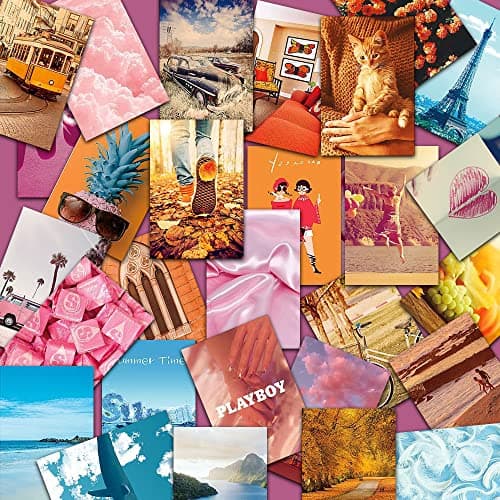 CLVPAI Kit Collage Mural-Aesthetic Affiche de Carte,ensemble d'impression de collage,impression d'art de mur pour les filles garçons de VSCO (Douceur)