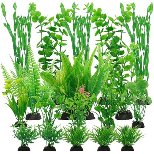 Plante Aquarium, 18 PCS Plante Artificielle d’Aquarium en Plastique, Plante Aquarium Ornement Décorative, Aquarium Vert Plante Décoration et Paysager, Accessoires pour Aquarium, Poisson, Terrarium