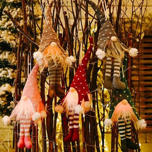 Anyingkai 5 Pièces GNOME De Noel Lumineux,GNOME de Noel Peluche Lumineux,Lutin De Noel Decoration GNOME,Lutins de Noel éclairé,Bseical Lutin de Noël,Décor Maison Cadeau Noel (5A)