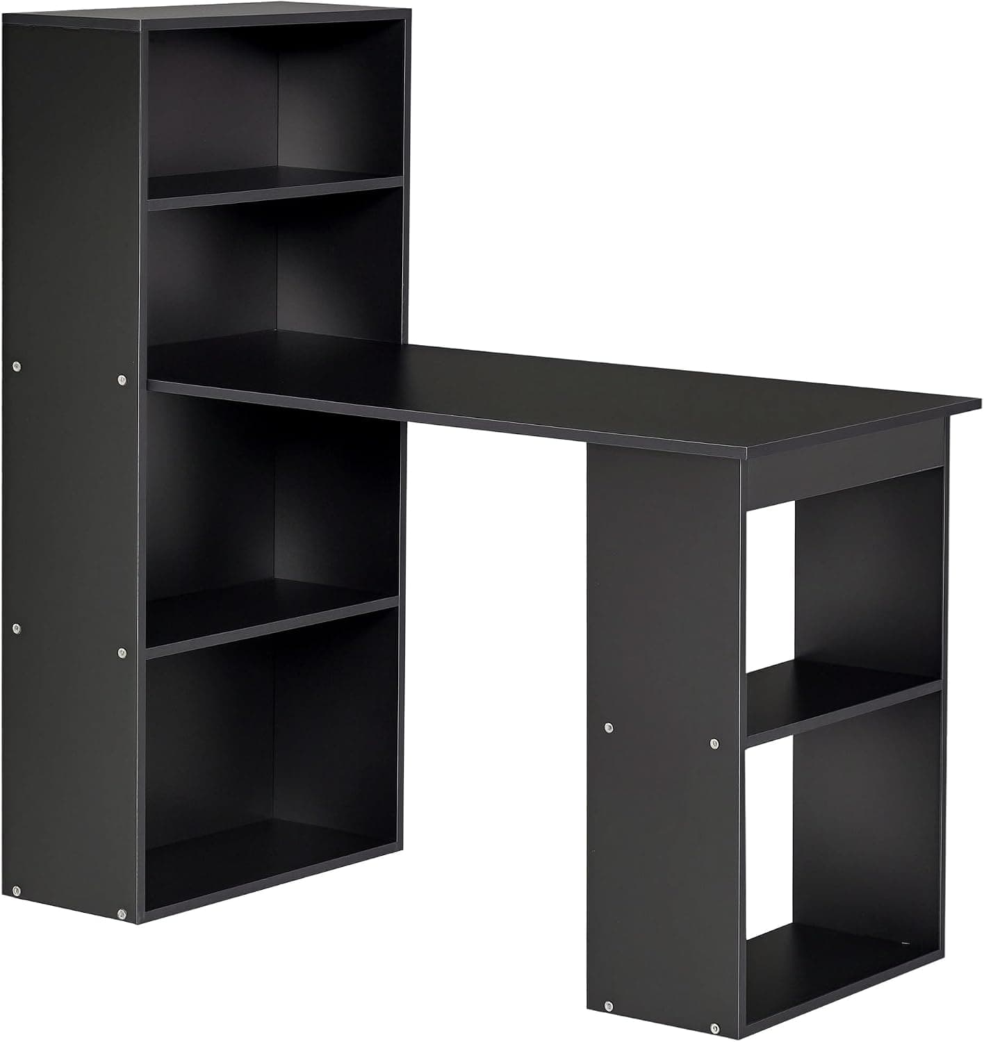HOMCOM Bureau Informatique Bureau avec Rangement 120 x 55 x 120 cm Noir