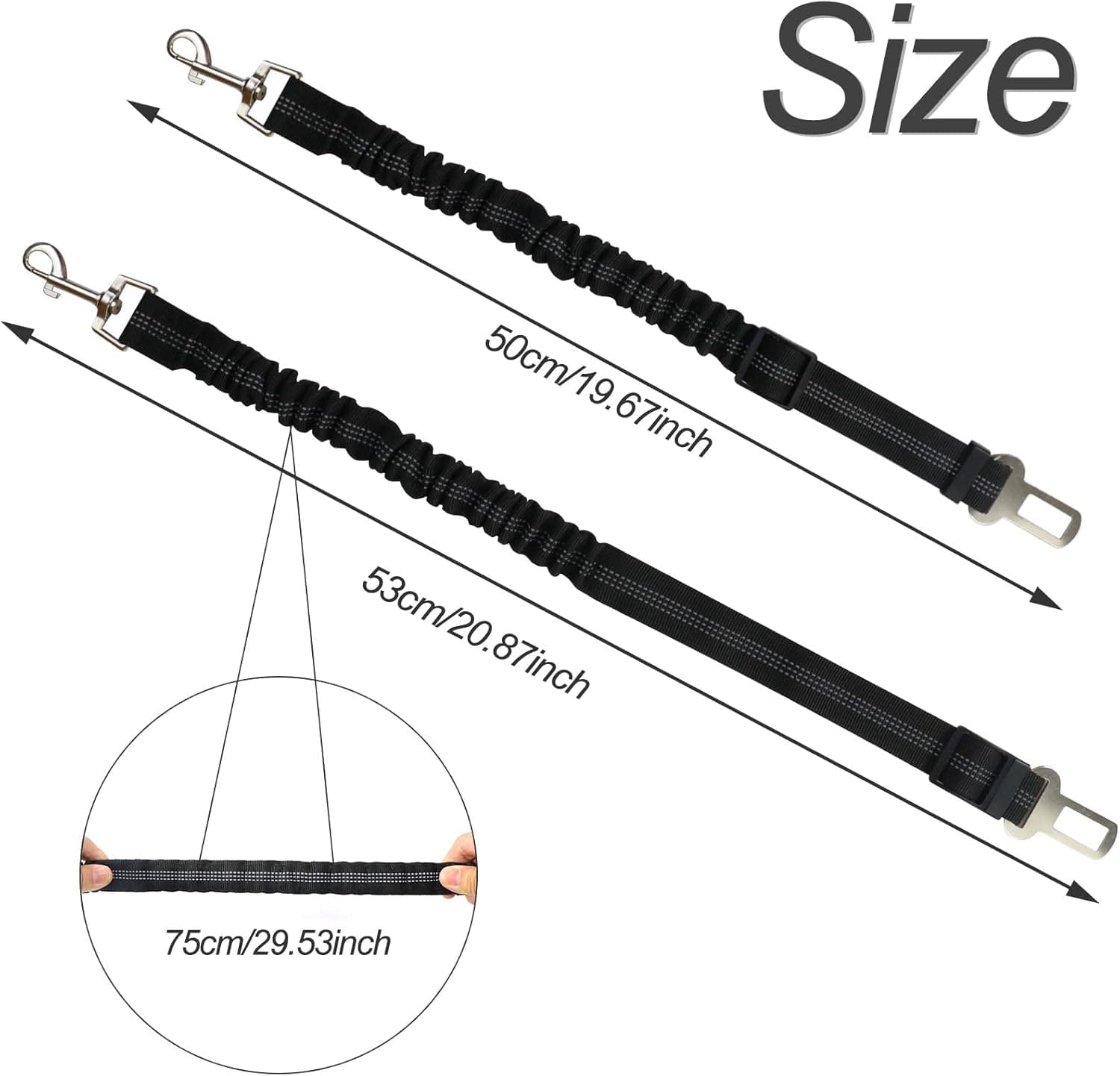 Redamancy Ceinture Chien Voiture, 1 Pièces Harnais, Ceinture Securite avec Absorption des Chocs et Mousqueton pour Tout Type de Voiture pour Tous Les Chiens et Chats