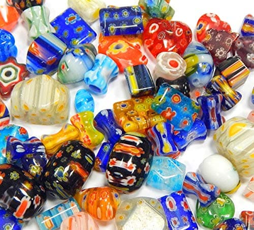 Perlin Millefiori R194 x2 Lot de 80 perles de verre multicolores pour enfants