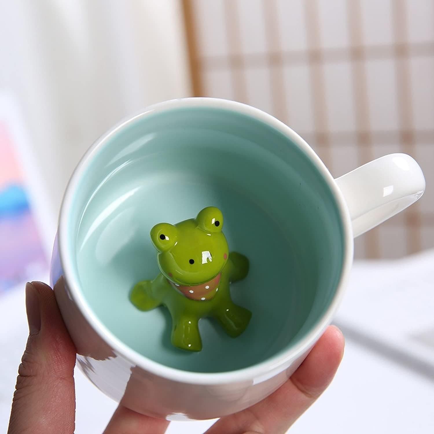 Arawat Mug Rana 3d Animale Regali Con Figura Di Rana All'Interno 350 Ml Tazza Da Tè Con Cucchiaio Sottobicchiere Carino Caffè Tè Tazza Rana Regalo Di Compleanno Per Fidanzati Ragazzi Donne Uomini