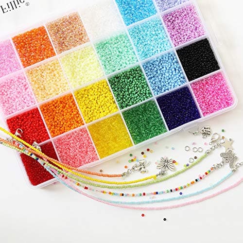 Bala&Fillic Size 2mm 12/0 Glass Seed Beads About 21600pcs in Box with Beading Tool,Small Craft Seed Beads for Jewelry Making 24 Colors petites perles de rocaille pour la fabrication de bijoux
